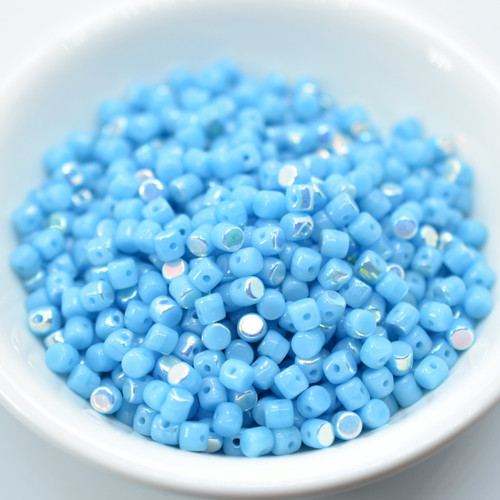 Minos Par Puca® 5 grams - Opaque Blue Turquoise AB - 2.5x3mm Cylinder Czech Glass Beads