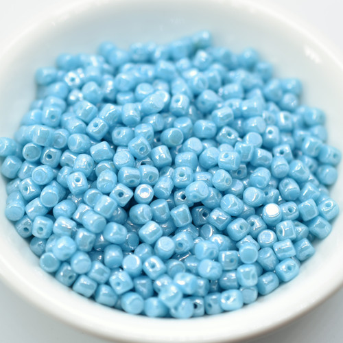 Minos Par Puca® 5 grams - Opaque Blue Turquoise Luster - 2.5x3mm Cylinder Czech Glass Beads