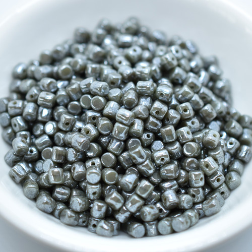 Minos Par Puca® 5 grams - Opaque Dark Grey Luster - 2.5x3mm Cylinder Czech Glass Beads