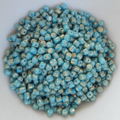 Minos Par Puca® 5 grams - Opaque Aqua Splash - 2.5x3mm Cylinder Czech Glass Beads