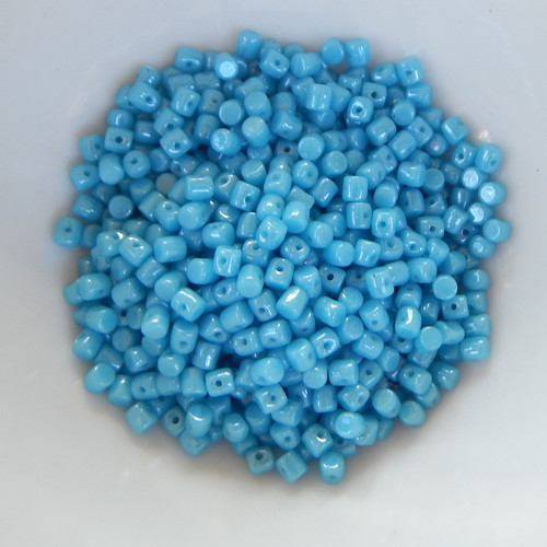 Minos Par Puca® 5 grams - Opaque Aqua Luster - 2.5x3mm Cylinder Czech Glass Beads