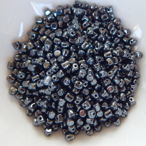 Minos Par Puca® 5 grams - Jet Hematite - 2.5x3mm Cylinder Czech Glass Beads