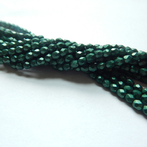 Firepolish 3mm (100 beads) Czech Glass Saturated Metallic Martini Olive