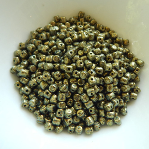 5 grams - Minos® par Puca® Paris Metallic Matte Old Gold Spotted - Czech Glass