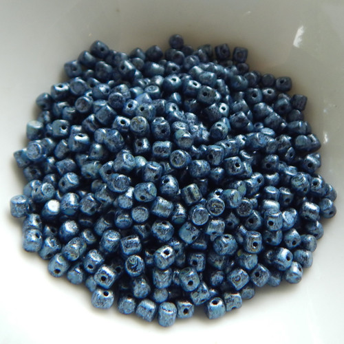 5 grams - Minos® par Puca® Paris Metallic Matte Blue Spotted - Czech Glass