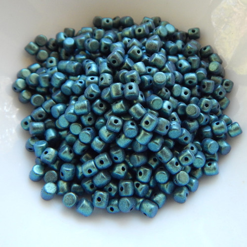 Minos Par Puca® 5 grams - Matte Metallic Green Turquoise - 2.5x3mm Cylinder Czech Glass Beads