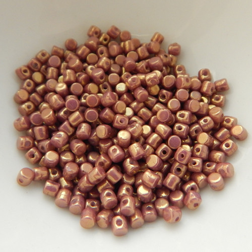 Minos Par Puca® 5 grams - Opaque Mix Violet Gold Luster - 2.5x3mm Cylinder Czech Glass Beads