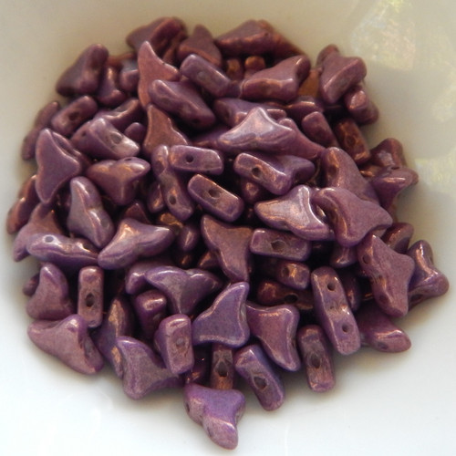 20 Beads - Helios® par Puca® Paris - Opaque Mix Amethyst Gold Ceramic Look - Czech Glass
