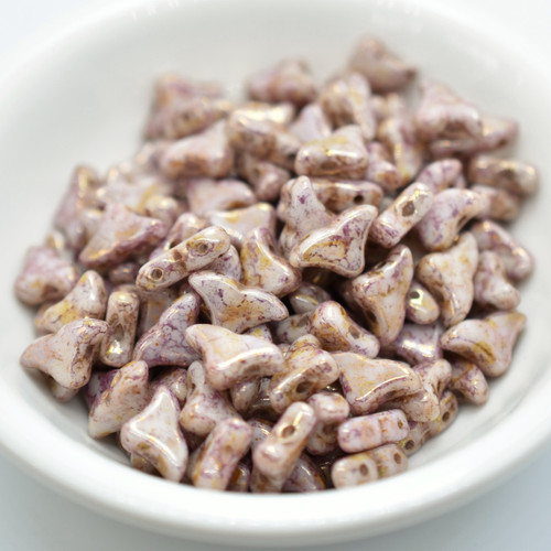 20 Beads - Helios® par Puca® Paris - Opaque Mix Rose Gold Ceramic Look - Czech Glass