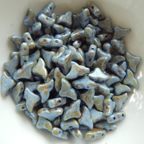 20 Beads - Helios® par Puca® Paris Opaque Blue Green Spotted - Czech Glass