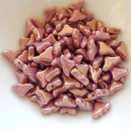 20 Beads - Helios® par Puca® Paris - Opaque Mix Violet Gold Ceramic Look - Czech Glass