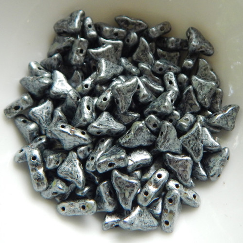 20 Beads - Helios® par Puca® Paris Metallic Old Silver Spotted - Czech Glass