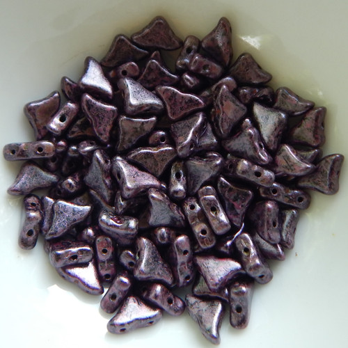 20 Beads - Helios® par Puca® Paris Metallic Matte Violet Spotted - Czech Glass