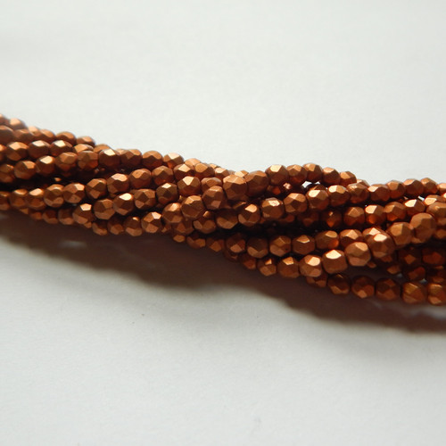 Firepolish 3mm (100 beads) Czech Glass Saturated Metallic Russet Orange