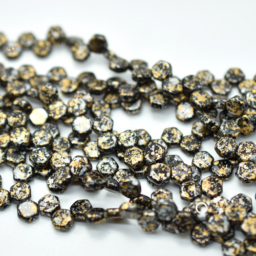 Two Hole Honeycomb (30 Beads) - Tweedy Gold - Czech Glass