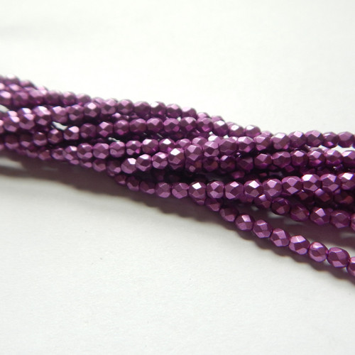 100 Beads - Firepolish 3mm Saturated Metallic Spring Crocus - Czech Glass