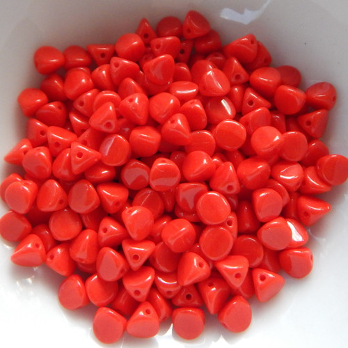 50 Beads - Ilos® par Puca® Paris - Opaque Coral Red - Czech Glass