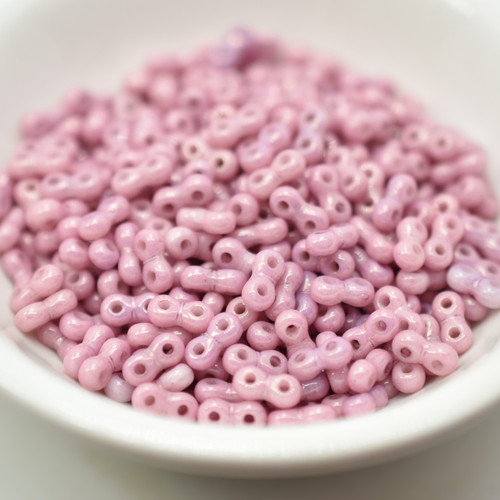3x6mm Infinity, 40 Beads, Chalk Lilac Luster, Two Hole Czech Glass