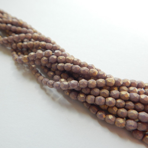 100 Beads - Firepolish 3mm Pacifica Fig - Czech Glass