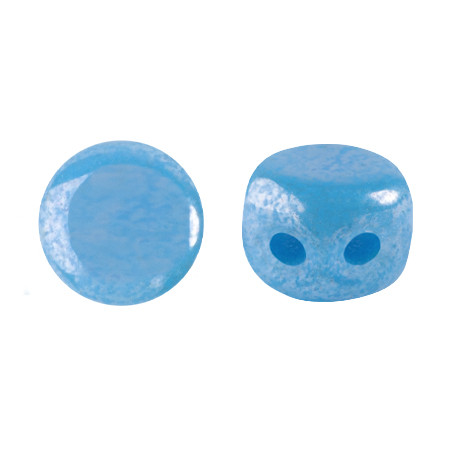 Kalos® par Puca® (50 beads) 2-Hole 4x3mm Drum Shape - Frost Blue Lagoon Luster - Czech Glass