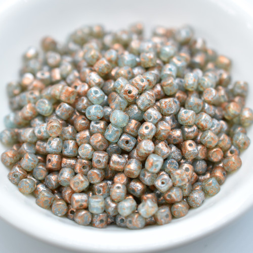 Minos Par Puca® 5 grams - Blue Green Opal Tweedy - 2.5x3mm Cylinder Czech Glass Beads