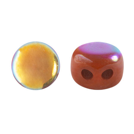 Kalos® par Puca® (50 beads) 2-Hole 4x3mm Drum Shape - Frost Caramel AB - Czech Glass