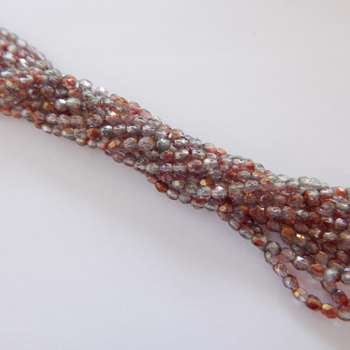 100 Beads - Fire Polished 3mm Pink Crystal - Czech Glass