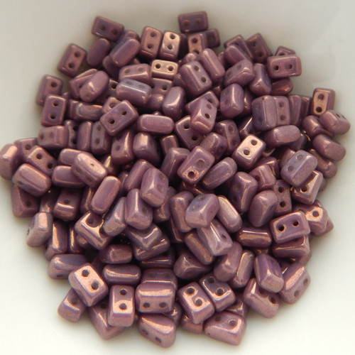 IOS® PAR PUCA® (50 Beads) Chalk Amethyst Gold Ceramic Look 5.5x2.5mm 2-hole Rectangle