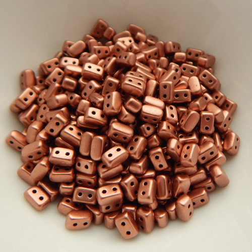 IOS® PAR PUCA® (50 Beads) Matte Metallic Copper Gold 5.5x2.5mm 2-hole Rectangle