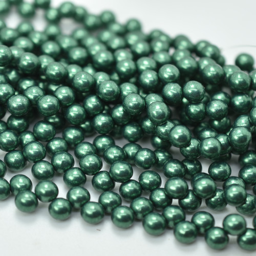 25 Beads - Top Hole Round 6mm Saturated Metallic Martini Olive - Czech Glass