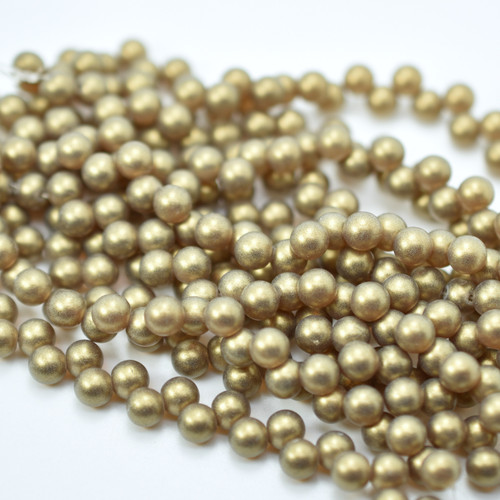 25 Beads - Top Hole Round 6mm Sueded Gold Smoky Topaz - Czech Glass