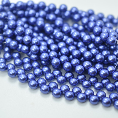 25 Beads - Top Hole Round 6mm Saturated Metallic Ultra Violet - Czech Glass
