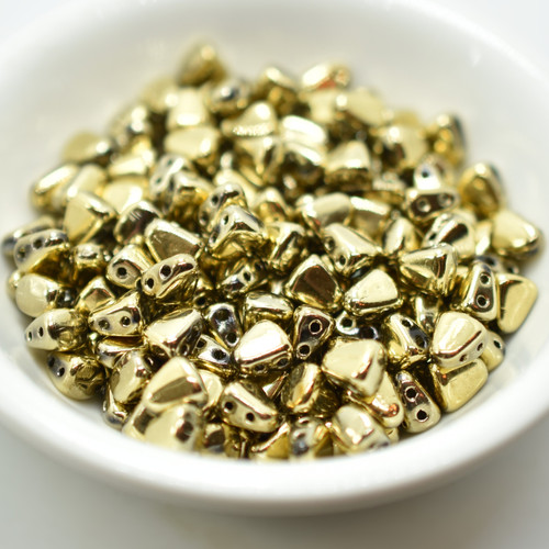 25 Beads Nib-Bit Two Hole 6x5mm, Crystal Full Amber, Czech Glass