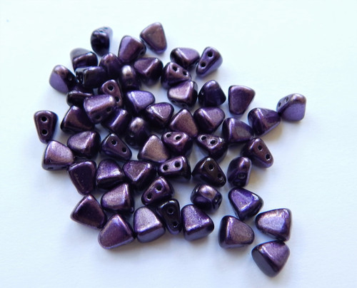 50 Beads - Nib-Bit Two Hole 6x5mm - Metalust Purple - Matubo Czech Glass Beads