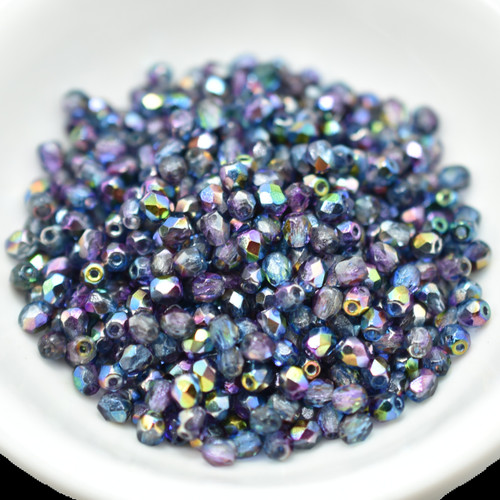 Fire polish 3mm (100 beads) Magic Blue Czech Glass