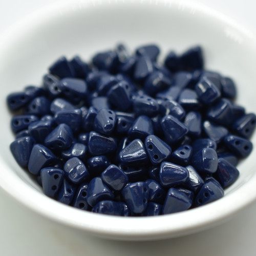 25 Beads Nib-Bit Two Hole 6x5mm - Opaque Navy - Czech Glass