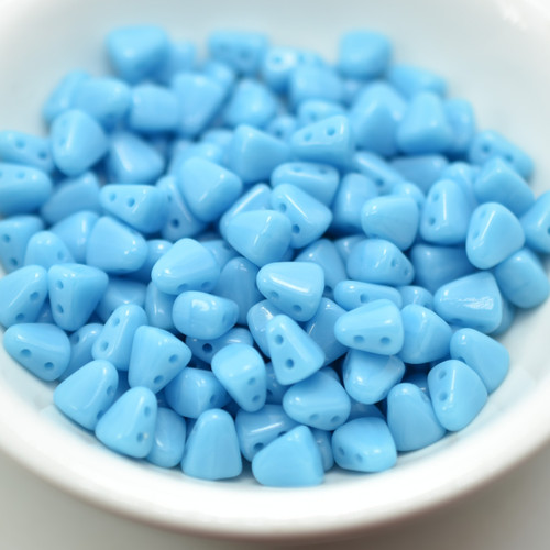 25 Beads Nib-Bit Two Hole 6x5mm - Blue Turquoise - Czech Glass
