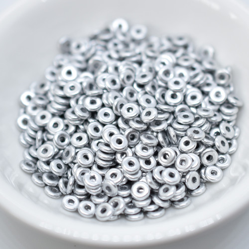 Czech Glass O Bead Aluminum Silver 5 grams