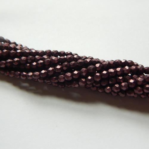 100 Beads - Firepolish 3mm Saturated Metallic Red Pear - Czech Glass