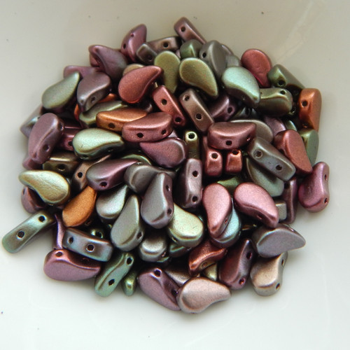 Paisley Duo (30 beads) Two Hole Violet Rainbow Czech Glass