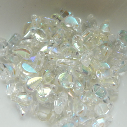 30 Beads - Paisley Duo Two Hole Crystal AB Czech Glass