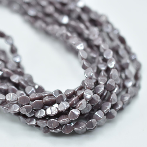 5x3mm Pinch Opaque Lavender Luster -50 Beads - Czech Glass