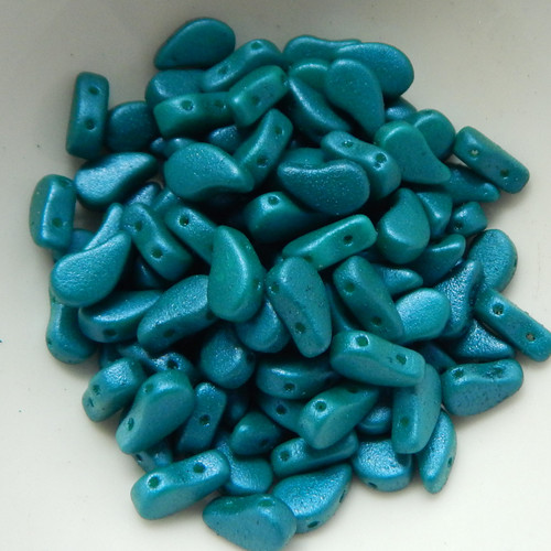 30 Beads - Paisley Duo Two Hole Tropical Rainforest Czech Glass