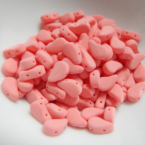 30 Beads - Paisley Duo Two Hole Bondeli Matte Coral Czech Glass