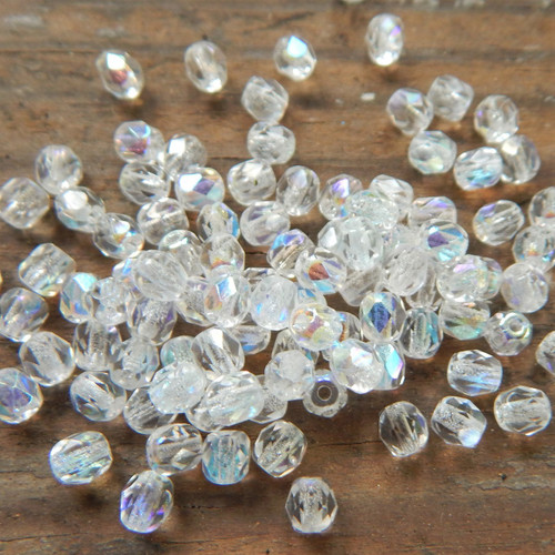 Firepolish 4mm Czech Glass Crystal AB (100 beads)