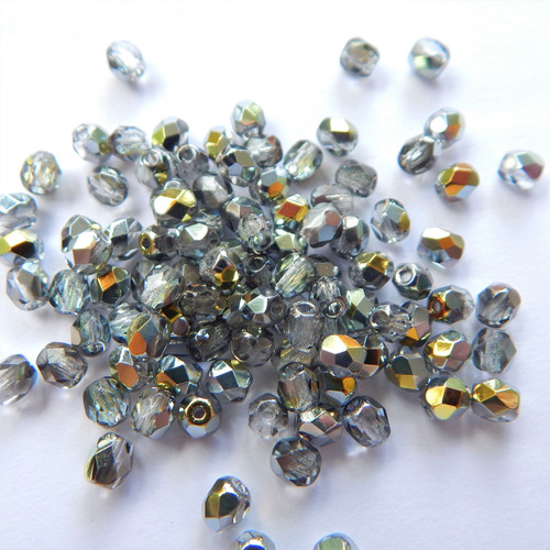 Firepolish 4mm Czech Glass Crystal Marea (100 beads)