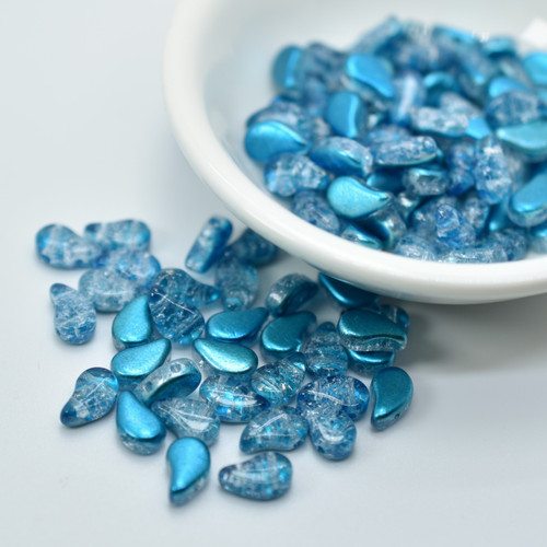 30 Beads - Paisley Duo Two Hole Slushy Energy Czech Glass