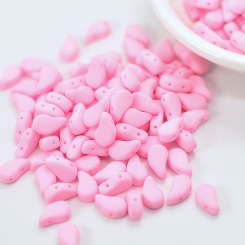 Paisley Duo (30 beads) Two Hole Bondeli Matte Soft Pink Czech Glass