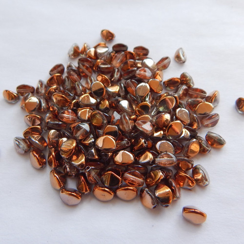 100 Beads - 5x3mm Pinch Beads Crystal Sunset - Czech Glass