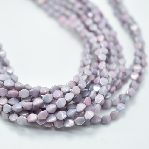50 Beads - 5x3mm Pinch Opaque Amethyst Luster Czech Glass